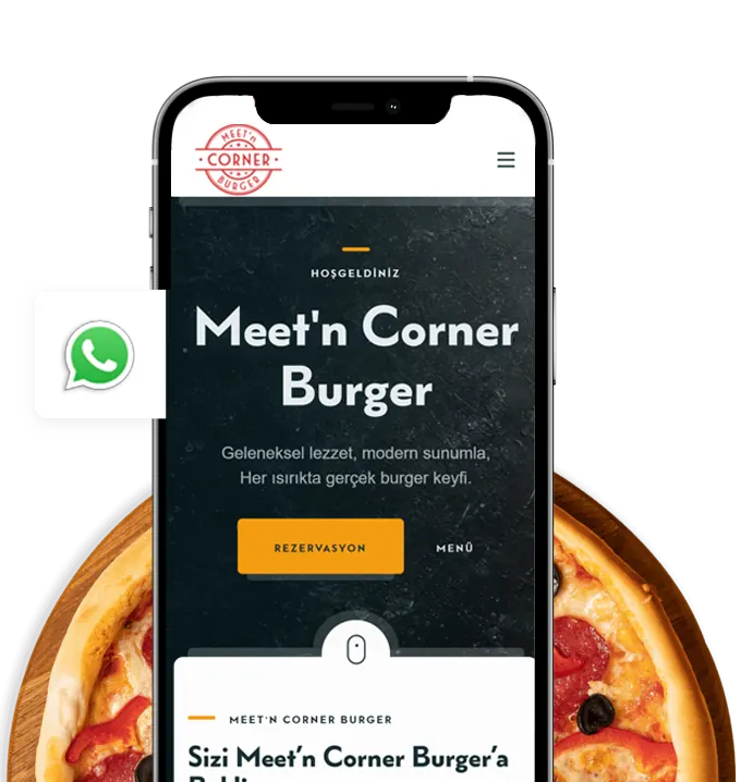Telefonda Meet'n Corner Burger web sitesi
